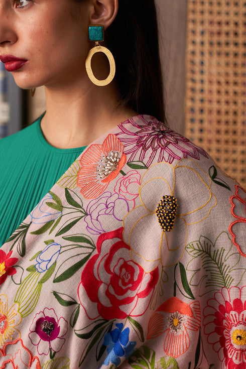 Tropical Bloom Pure Cashmere Stole